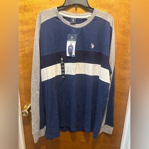 U.S. Polo men’s long sleeve tee blue and grey long sleeve tshirt new size XXL